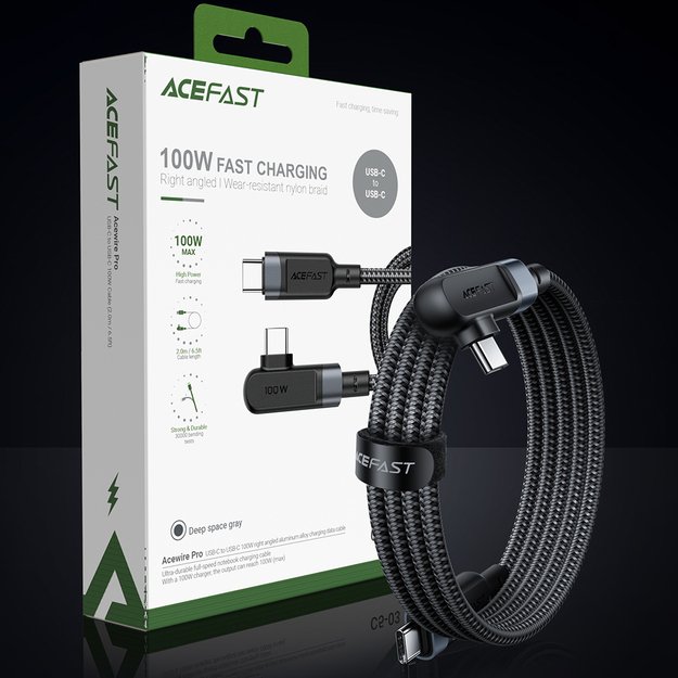 Acefast C5-03 Black USB-C - USB-C PD QC cable 100W 5A 480Mb/s 2m - black 24