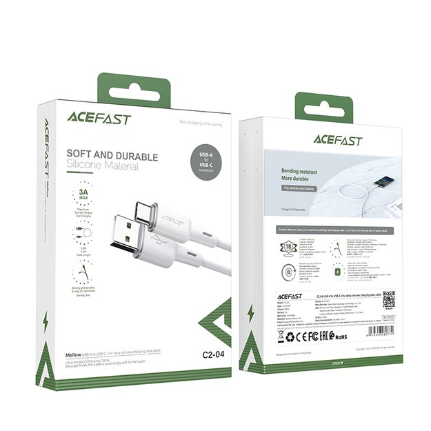 Acefast USB cable - USB Type C 1.2m, 3A white (C2-04 white) 15