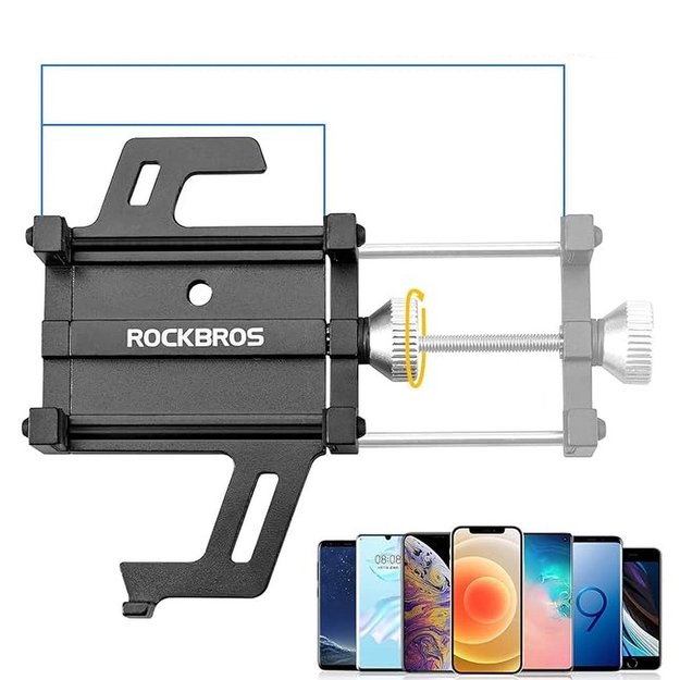 Rockbros 699-BK Aluminum Alloy Bicycle Phone Holder - Black 3