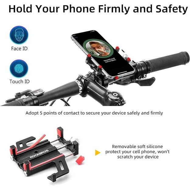Rockbros 699-BK Aluminum Alloy Bicycle Phone Holder - Black 1