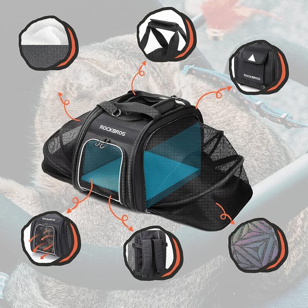 Rockbros 30140028001 transport bicycle bag for cats and dogs - black 9