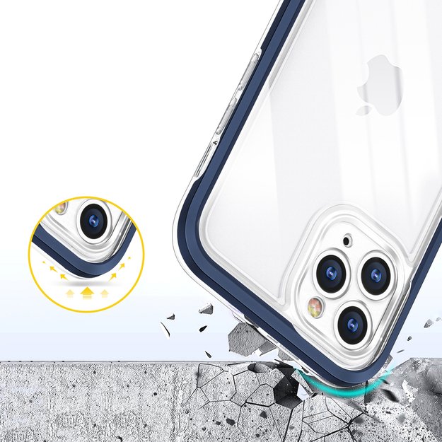 Clear 3in1 case for iPhone 11 Pro Max blue frame gel cover 11
