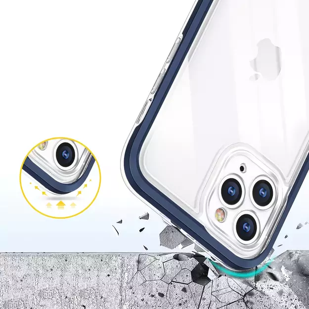 Clear 3in1 case for iPhone 11 Pro Max blue frame gel cover 5