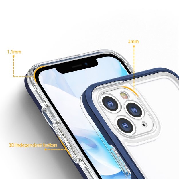 Clear 3in1 case for iPhone 11 Pro Max blue frame gel cover 9