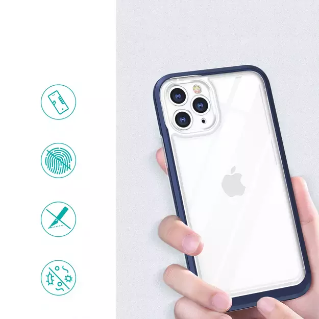 Clear 3in1 case for iPhone 11 Pro Max blue frame gel cover 1