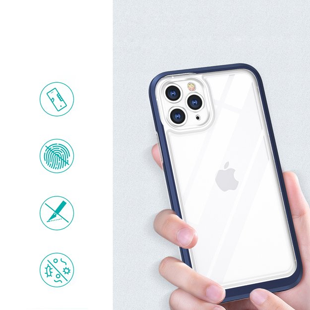 Clear 3in1 case for iPhone 11 Pro Max blue frame gel cover 6