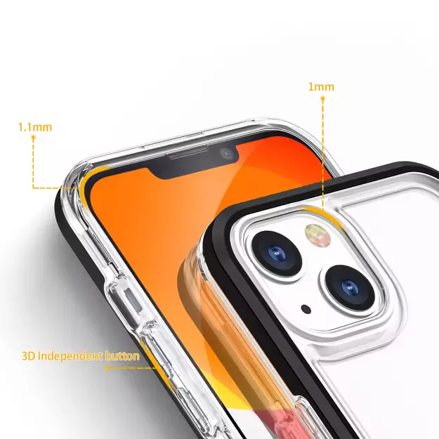Clear 3in1 case for iPhone 13 mini gel cover with frame black 3