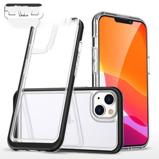Clear 3in1 case for iPhone 13 mini gel cover with frame black 11