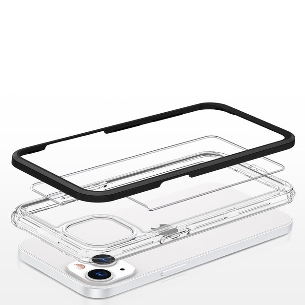 Clear 3in1 case for iPhone 13 mini gel cover with frame black 10