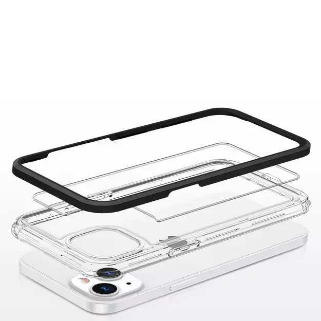 Clear 3in1 case for iPhone 13 mini gel cover with frame black 4