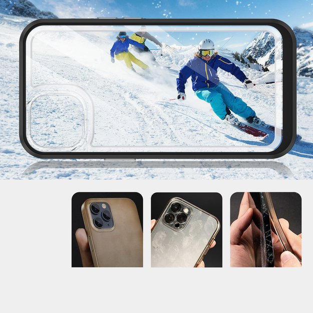 Clear 3in1 case for iPhone 13 mini gel cover with frame black 8