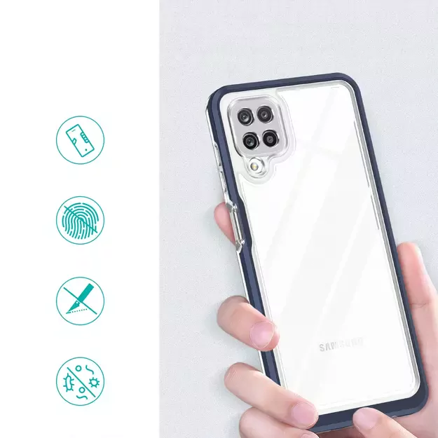 Clear 3in1 Case for Samsung Galaxy A12 5G Frame Gel Cover Blue 1