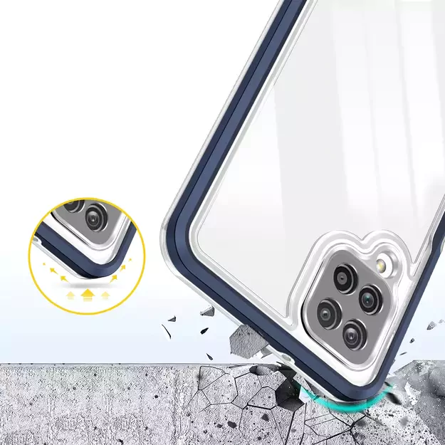 Clear 3in1 Case for Samsung Galaxy A12 5G Frame Gel Cover Blue 5
