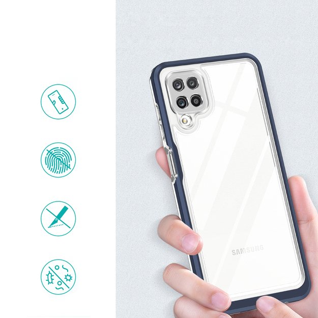 Clear 3in1 Case for Samsung Galaxy A12 5G Frame Gel Cover Blue 6