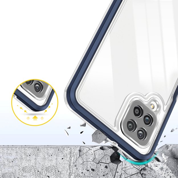 Clear 3in1 Case for Samsung Galaxy A12 5G Frame Gel Cover Blue 11