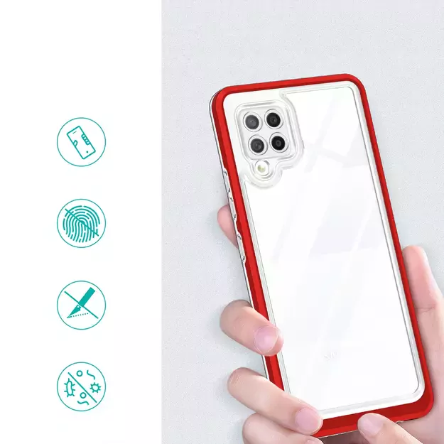 Clear 3in1 Case for Samsung Galaxy A42 5G Frame Gel Cover Red 1