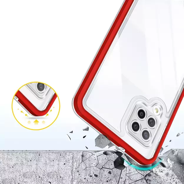 Clear 3in1 Case for Samsung Galaxy A42 5G Frame Gel Cover Red 5