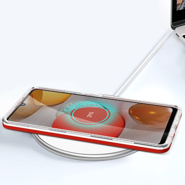 Clear 3in1 Case for Samsung Galaxy A42 5G Frame Gel Cover Red 12