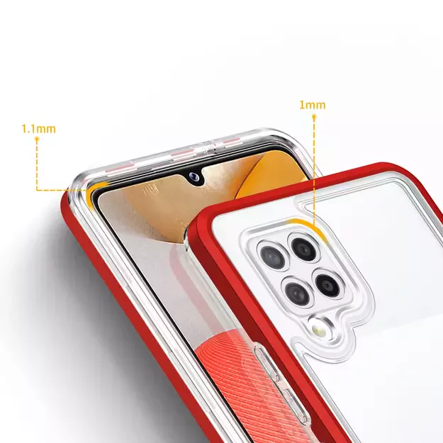 Clear 3in1 Case for Samsung Galaxy A42 5G Frame Gel Cover Red 3