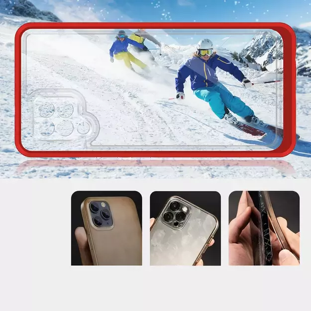 Clear 3in1 Case for Samsung Galaxy A42 5G Frame Gel Cover Red 2