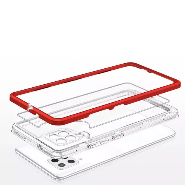 Clear 3in1 Case for Samsung Galaxy A42 5G Frame Gel Cover Red 4