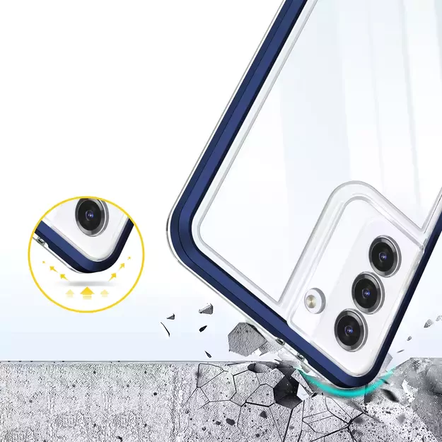 Clear 3in1 Case for Samsung Galaxy S22 + (S22 Plus) Frame Gel Cover Blue 5