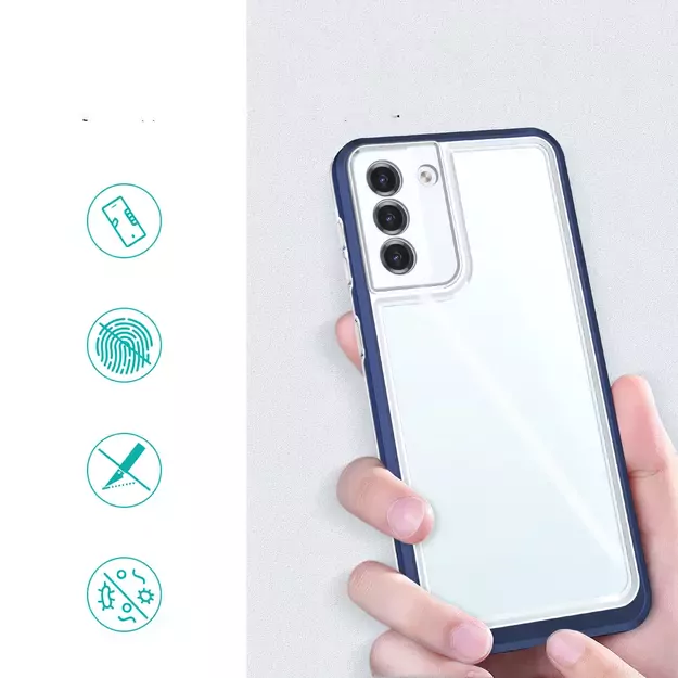 Clear 3in1 Case for Samsung Galaxy S22 + (S22 Plus) Frame Gel Cover Blue 1
