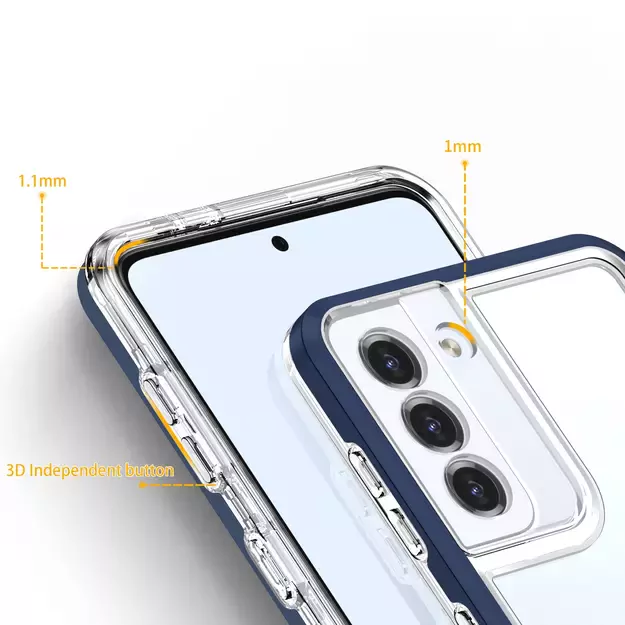 Clear 3in1 Case for Samsung Galaxy S22 + (S22 Plus) Frame Gel Cover Blue 3