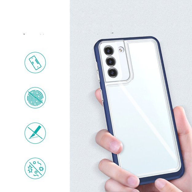 Clear 3in1 Case for Samsung Galaxy S22 + (S22 Plus) Frame Gel Cover Blue 6