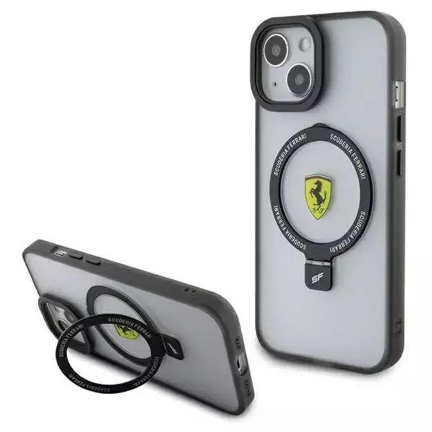Ferrari FEHMP15SUSCAH iPhone 15 6.1&quot  transparent hardcase Ring Stand 2023 Collection MagSafe