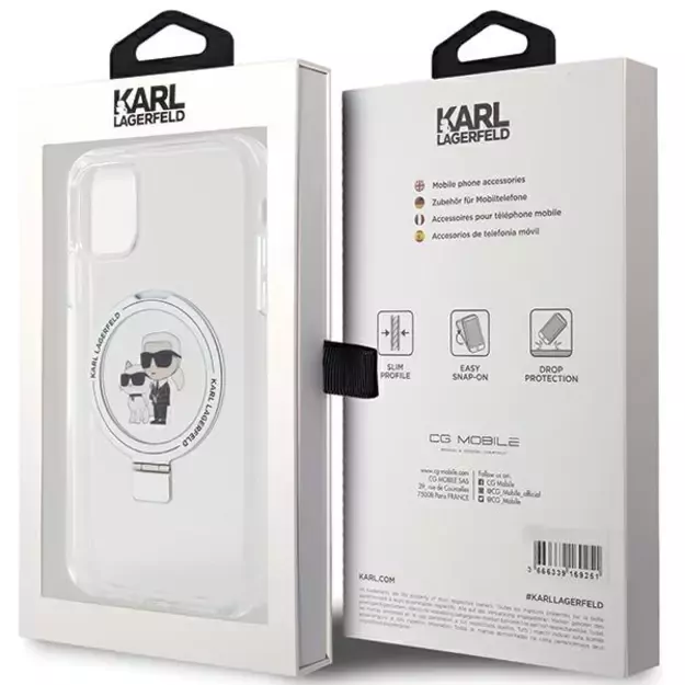 Karl Lagerfeld KLHMN61HMRSKCH iPhone 11 / Xr 6.1&quot  white/white hardcase Ring Stand Karl&amp Choupette MagSafe 13