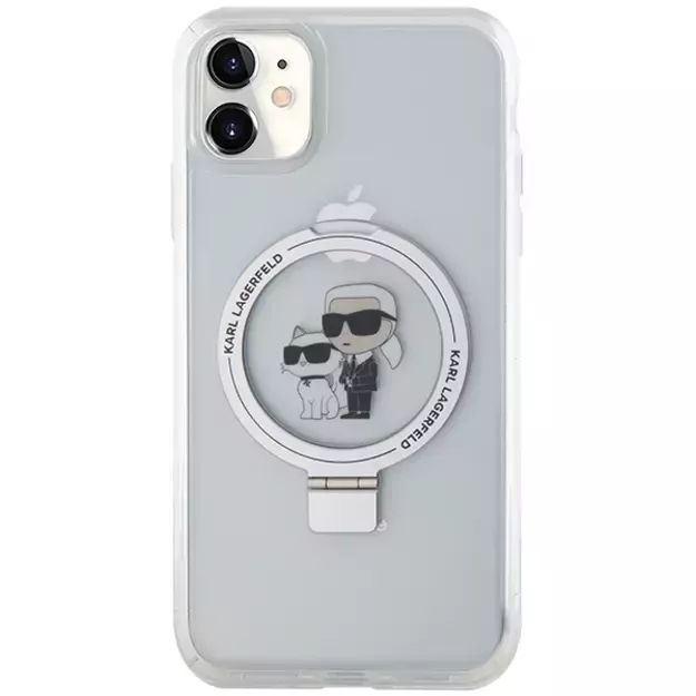 Karl Lagerfeld KLHMN61HMRSKCH iPhone 11 / Xr 6.1&quot  white/white hardcase Ring Stand Karl&amp Choupette MagSafe 8