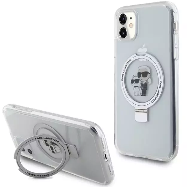 Karl Lagerfeld KLHMN61HMRSKCH iPhone 11 / Xr 6.1&quot  white/white hardcase Ring Stand Karl&amp Choupette MagSafe