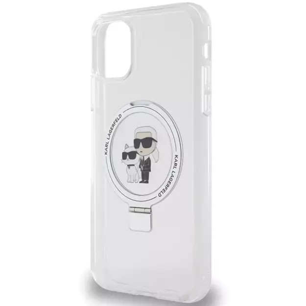 Karl Lagerfeld KLHMN61HMRSKCH iPhone 11 / Xr 6.1&quot  white/white hardcase Ring Stand Karl&amp Choupette MagSafe 11