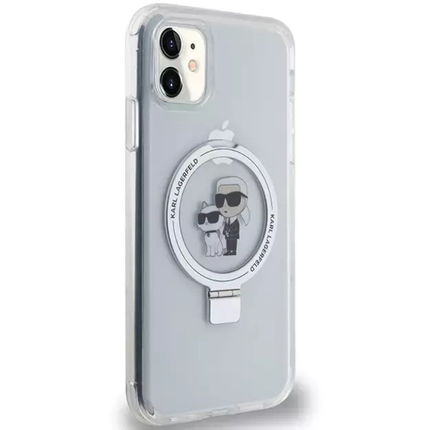 Karl Lagerfeld KLHMN61HMRSKCH iPhone 11 / Xr 6.1&quot  white/white hardcase Ring Stand Karl&amp Choupette MagSafe 9