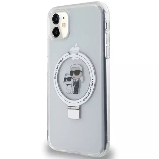 Karl Lagerfeld KLHMN61HMRSKCH iPhone 11 / Xr 6.1&quot  white/white hardcase Ring Stand Karl&amp Choupette MagSafe 14