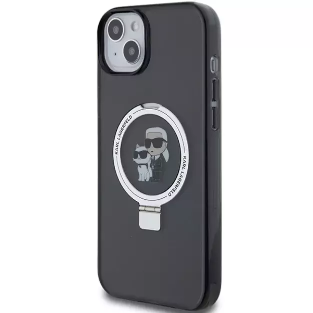 Karl Lagerfeld KLHMP15MHMRSKCK iPhone 15 Plus 6.7&quot black/black hardcase Ring Stand Karl&amp Choupette MagSafe 1