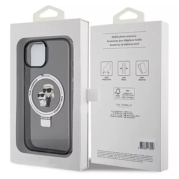 Karl Lagerfeld KLHMP15MHMRSKCK iPhone 15 Plus 6.7&quot black/black hardcase Ring Stand Karl&amp Choupette MagSafe 7