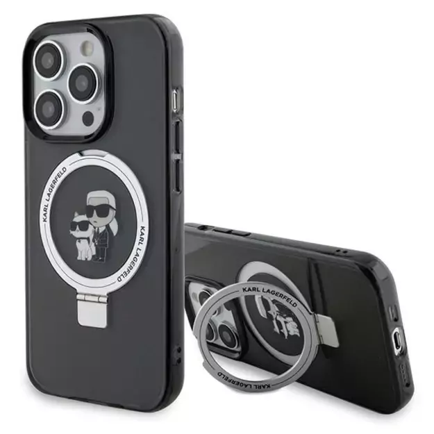 Karl Lagerfeld KLHMP15XHMRSKCK iPhone 15 Pro Max 6.7&quot  black/black hardcase Ring Stand Karl&amp Choupette MagSafe