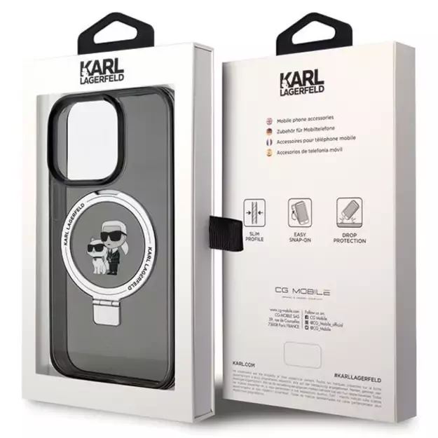 Karl Lagerfeld KLHMP15XHMRSKCK iPhone 15 Pro Max 6.7&quot  black/black hardcase Ring Stand Karl&amp Choupette MagSafe 7