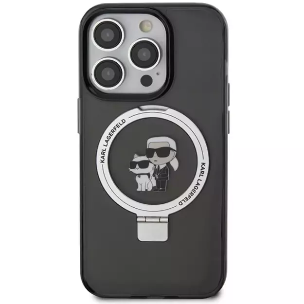 Karl Lagerfeld KLHMP15XHMRSKCK iPhone 15 Pro Max 6.7&quot  black/black hardcase Ring Stand Karl&amp Choupette MagSafe 2