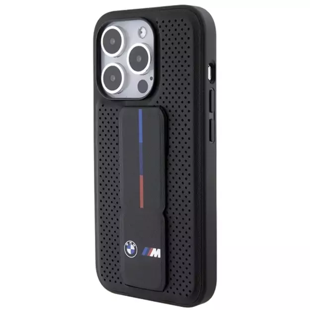 BMW Grip Stand Smooth &amp  Perforated case for iPhone 15 Pro Max - black 2