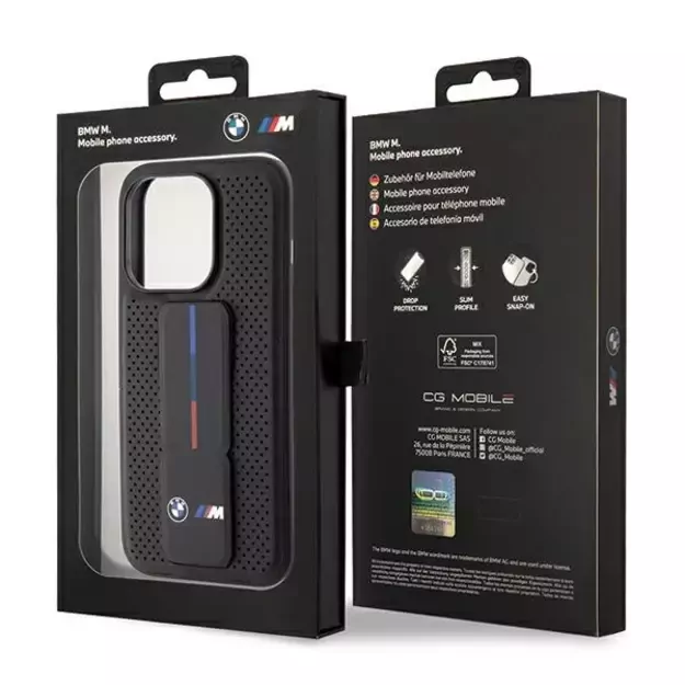 BMW Grip Stand Smooth &amp  Perforated case for iPhone 15 Pro Max - black 8
