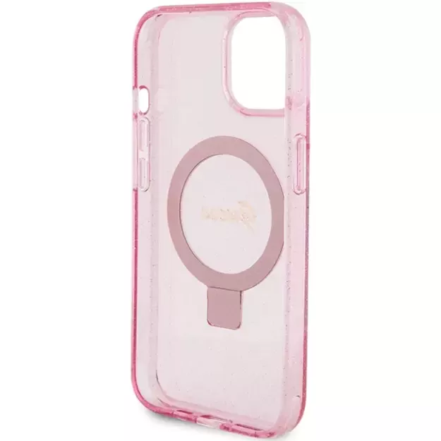 Guess Ring Stand Script Glitter MagSafe case for iPhone 15 Plus / 14 Plus - pink 6