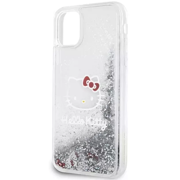 Hello Kitty Liquid Glitter Charms Kitty Head Case for iPhone 11 / Xr - Silver 5