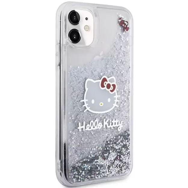 Hello Kitty Liquid Glitter Charms Kitty Head Case for iPhone 11 / Xr - Silver 3