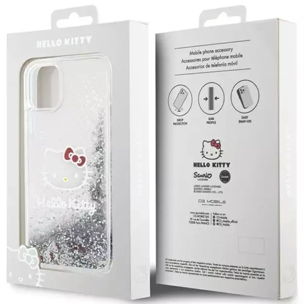 Hello Kitty Liquid Glitter Charms Kitty Head Case for iPhone 11 / Xr - Silver 7