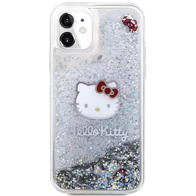 Hello Kitty Liquid Glitter Charms Kitty Head Case for iPhone 11 / Xr - Silver 2
