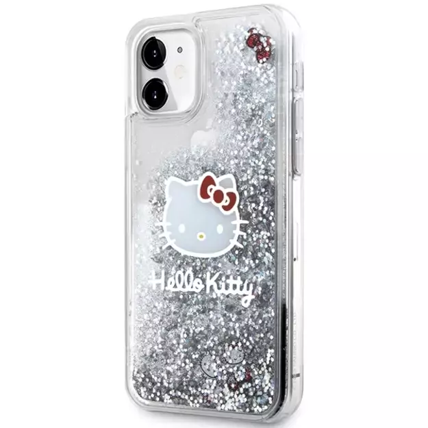 Hello Kitty Liquid Glitter Charms Kitty Head Case for iPhone 11 / Xr - Silver 1