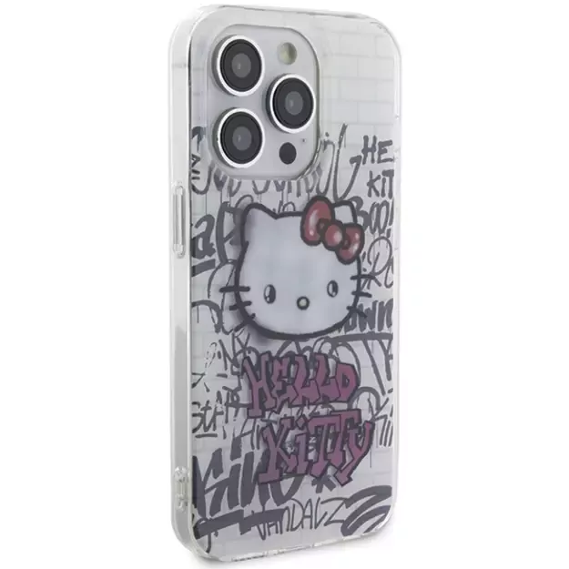 Hello Kitty IML Kitty On Bricks Graffiti case for iPhone 15 Pro Max - white 3